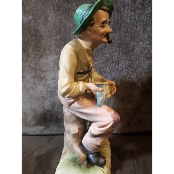 Vintage Fisherman with His Catch Porcelain Figurine ~ Made in Germany ~ 8.75" - Picture 2 of 8